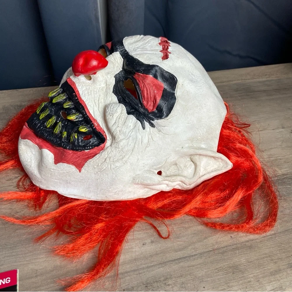 Evil Clown Halloween Rubber Mask Red Hair Teeth‎ Horror - Spirit Halloween - Picture 2 of 8